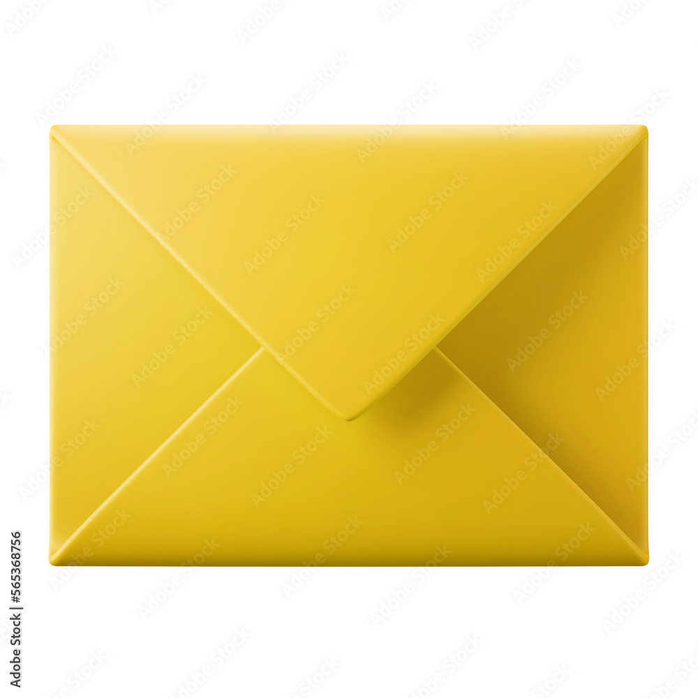 yellow email envelope message symbol user interface theme 3d icon render illustration isolated in transparent background yellow email envelope message symbol user interface theme 3d icon render illustration isolated in transparent background