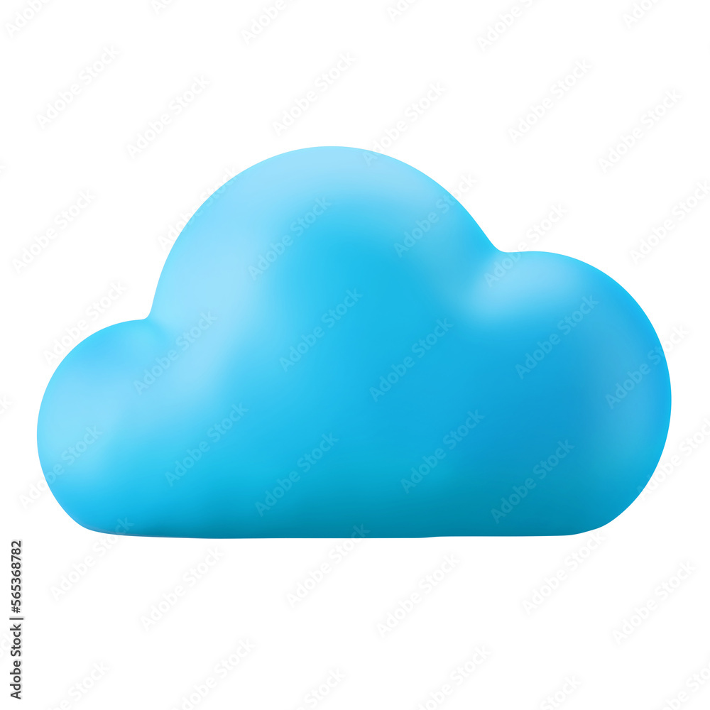 cloud internet network symbol user interface theme 3d illustration icon blue color isolated in transparent background