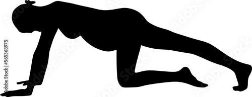 silhouette art of yoga poses prenatal pilates gym boll for pregnant women,vector illustration