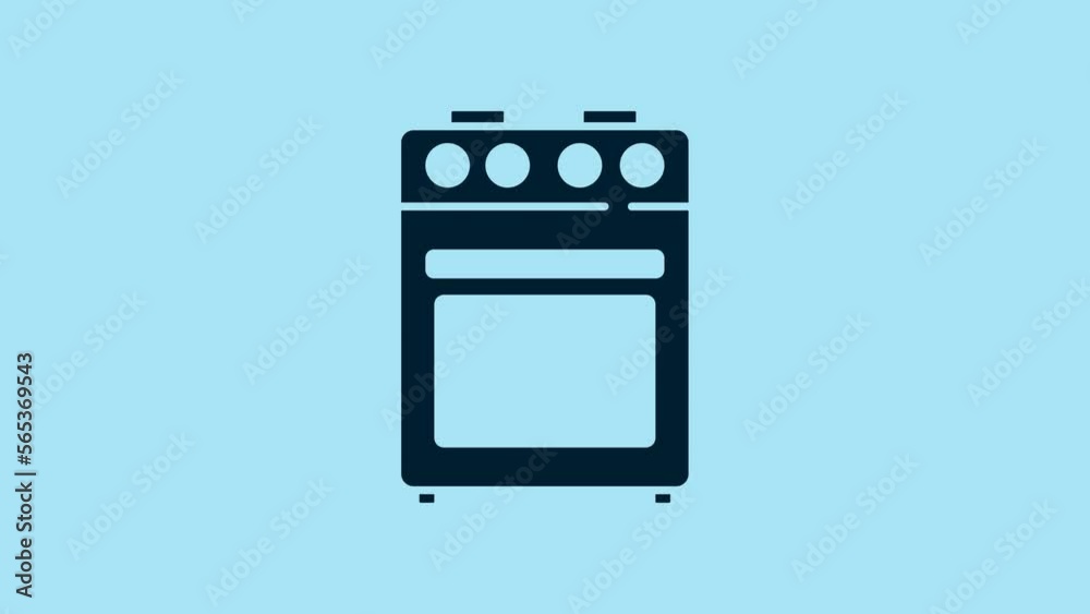 Blue Oven icon isolated on blue background. Stove gas oven sign. 4K Video motion graphic animation Blue Oven icon isolated on blue background. Stove gas oven sign. 4K Video motion graphic animation