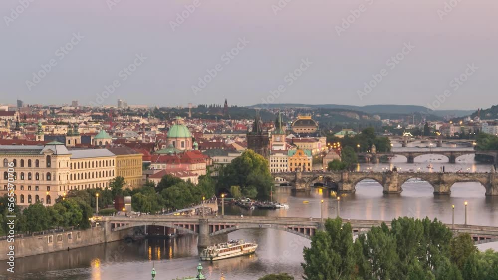Prague Czechia Czech Republic time lapse 4K, city skyline day to night timelapse at Charles Bridge and Prague old town Prague Czechia Czech Republic time lapse 4K, city skyline day to night timelapse at Charles Bridge and Prague old town