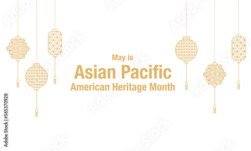 May Asian American and Pacific Islander Heritage Month. Illustration with text, Chinese pattern. Asia Pacific American Heritage Month, Vector