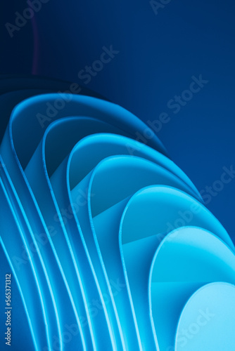 Teal motion flow 3D shapes with dark background. Futuristic business template