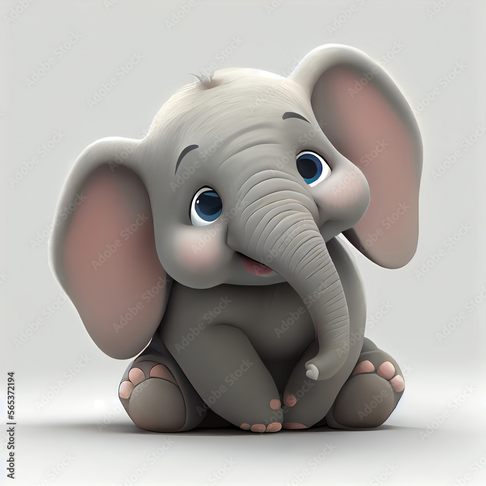 Cute Elephant created with Generative AI technology + 3d Character