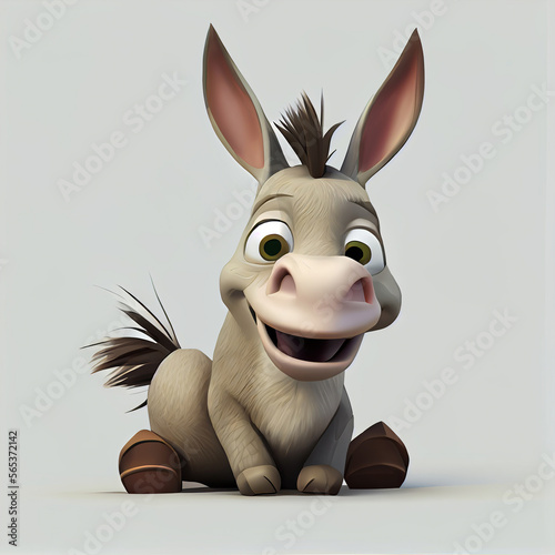 Cute Happy Donkey created with Generative AI technology + 3d Character
