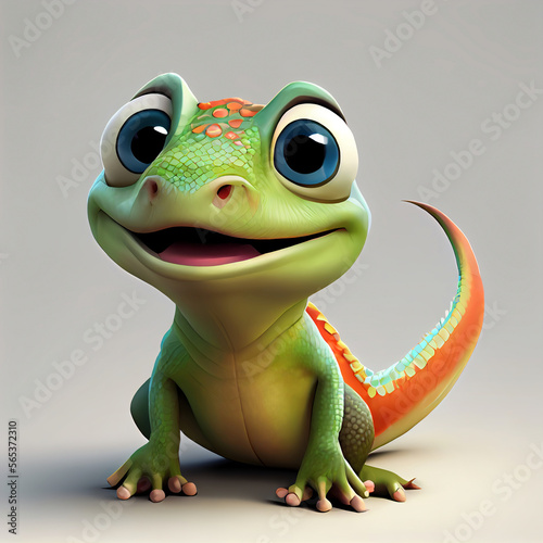 Cute Lizard created with Generative AI technology + 3d Character 