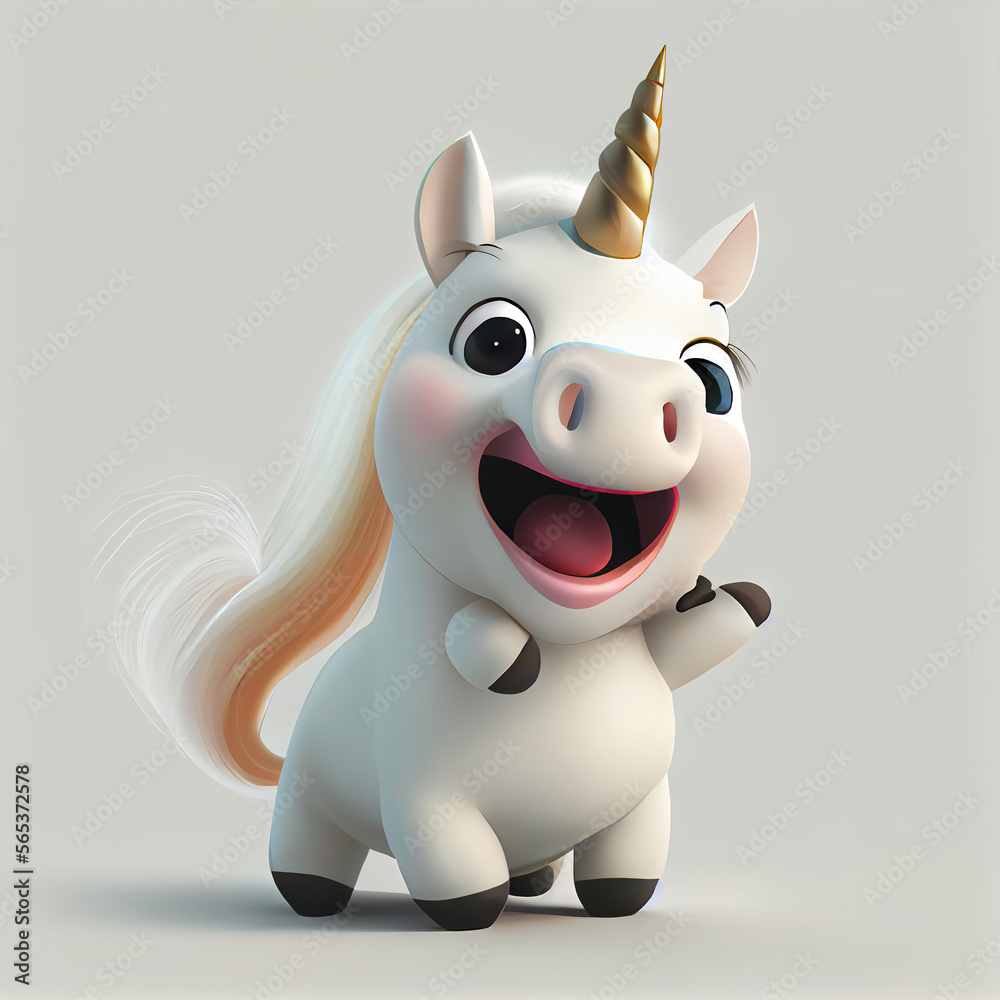 Cute happy Unicorn created with Generative AI technology + 3d Character Cute happy Unicorn created with Generative AI technology + 3d Character