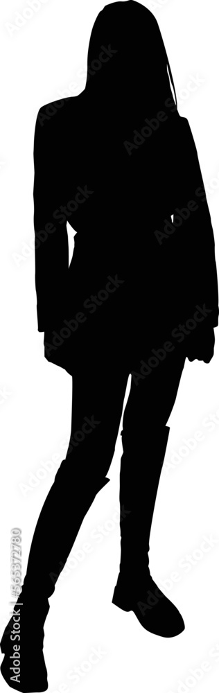 Stencil. Silhouette of a woman posing in vector