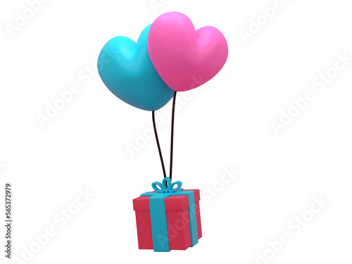 3D love shape and balloon decoration for valentine's design