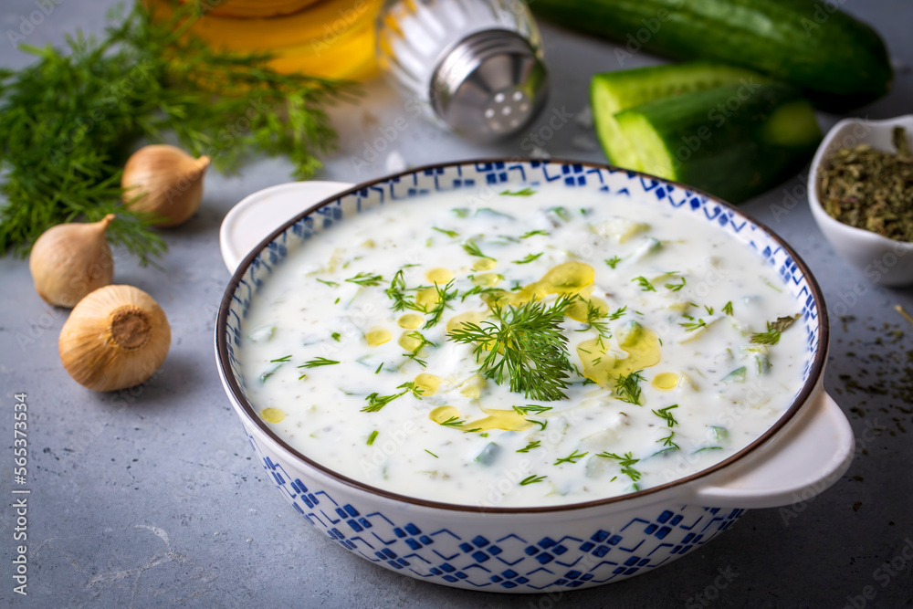 Traditional delicious appetizer; tzatziki (Turkish name; cacik) Traditional delicious appetizer; tzatziki (Turkish name; cacik)