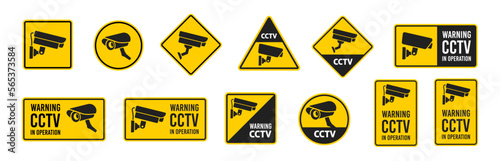 CCTV warning set banners. Vector illustration