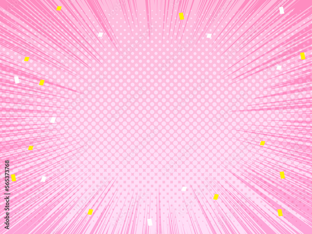 Obraz premium 春のスーパーセール キャンペーン 集中線 紙吹雪 背景