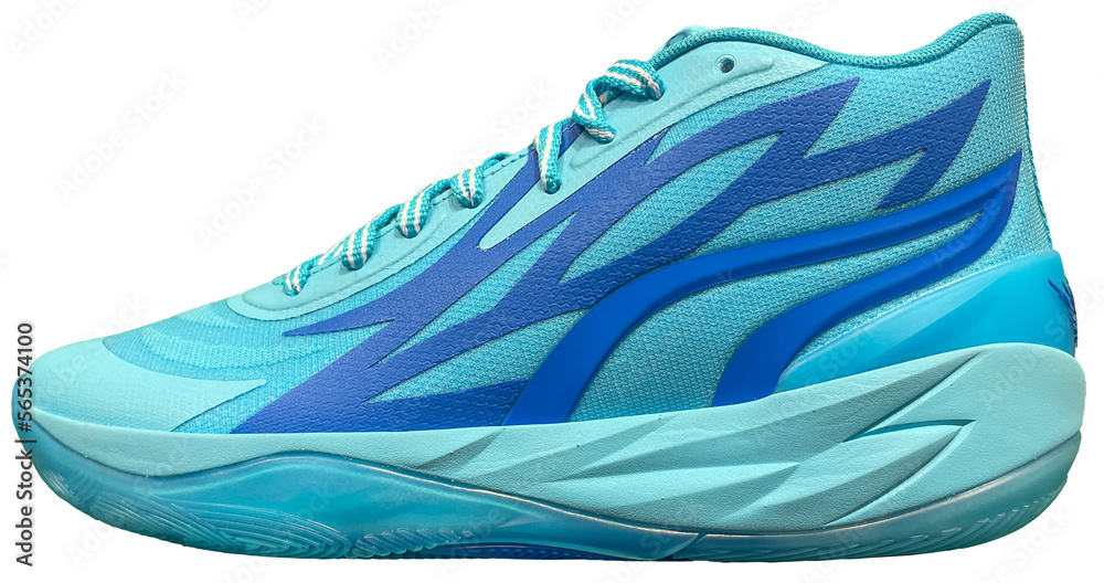 Lamelo Ball Puma MB.02 Roty Blue Atoll basketball shoe. Stock Photo | Adobe  Stock