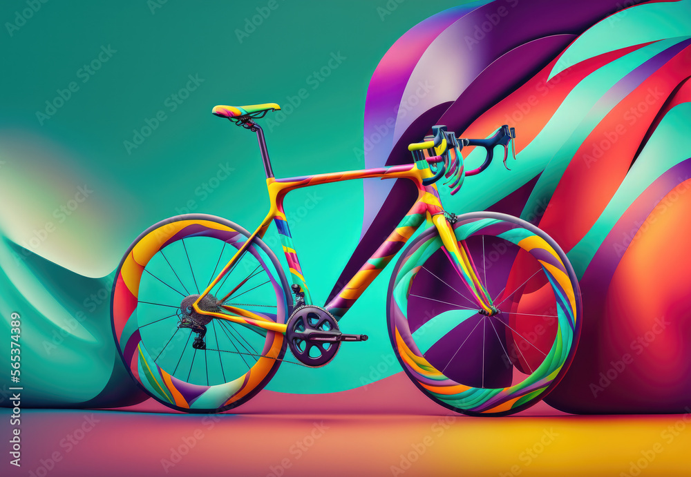 Fototapeta premium graphic of colorful racing bike created with Generative AI technology