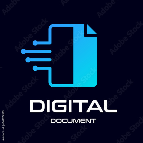 Digital or technology of paper vector logo template. This graphic can be used for office or education needs.