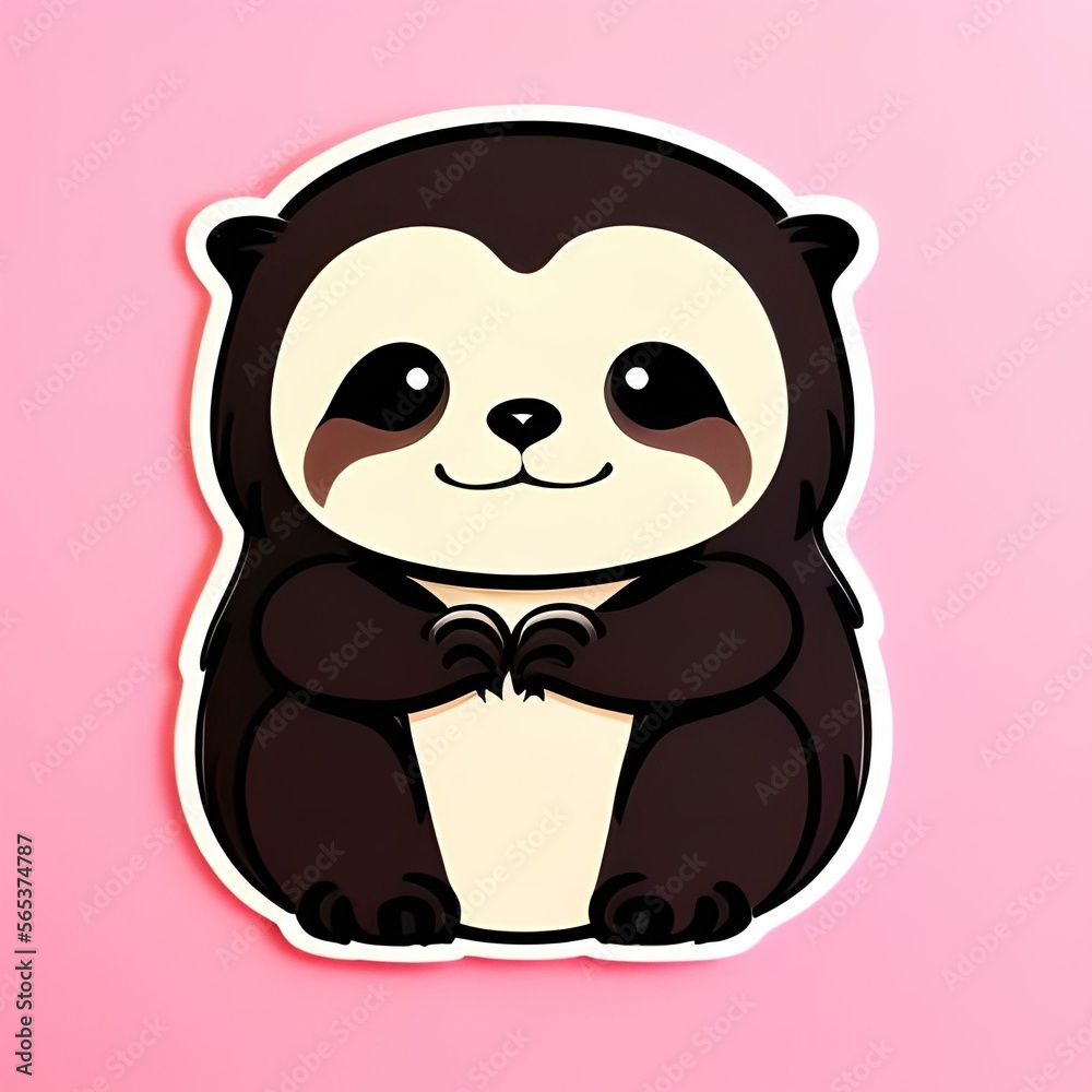 Obraz premium Cute sloth sticker, made with Generative AI