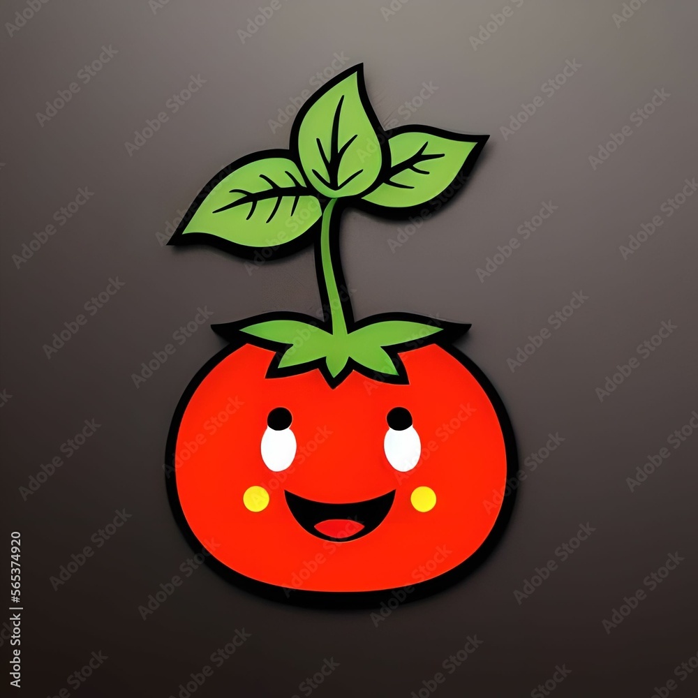 Cute Tomato Character Sticker, made with generative AI Cute Tomato Character Sticker, made with generative AI