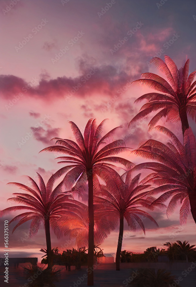 Pink palm trees