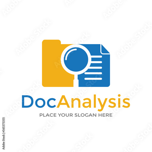 Folder or file analysis vector logo template. Suitable for office or archive business.
