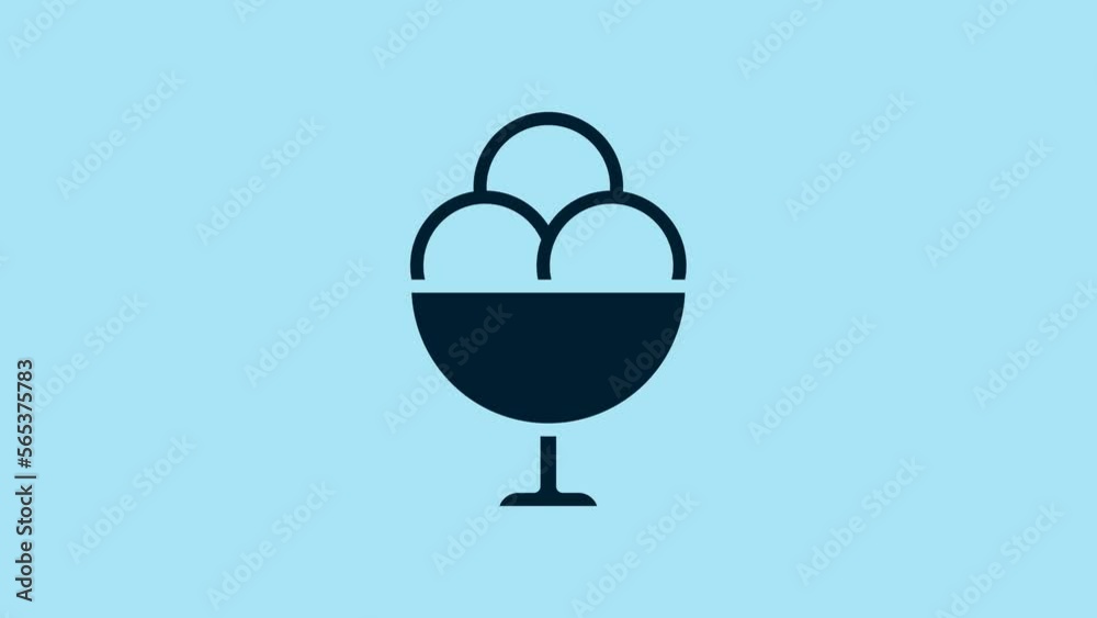 Blue Ice cream in the bowl icon isolated on blue background. Sweet symbol. 4K Video motion graphic animation Blue Ice cream in the bowl icon isolated on blue background. Sweet symbol. 4K Video motion graphic animation