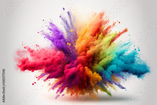 explosion of colored powder white background. abstract colored background. Generative ai