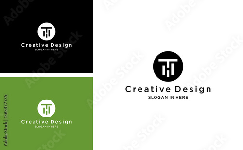 simple letter TH HT logo design vector with monogram abstract vector template