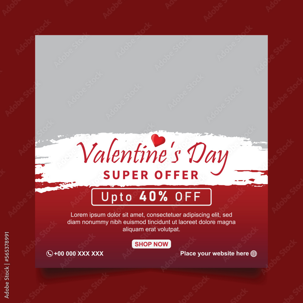 Valentine's day social media post and banner design