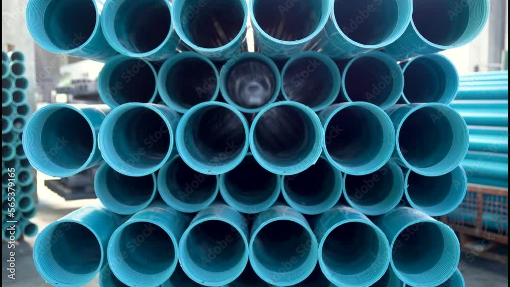 Production Of Plastic Pipes For Water. Warehouse of pipes with a filtration membrane Production Of Plastic Pipes For Water. Warehouse of pipes with a filtration membrane