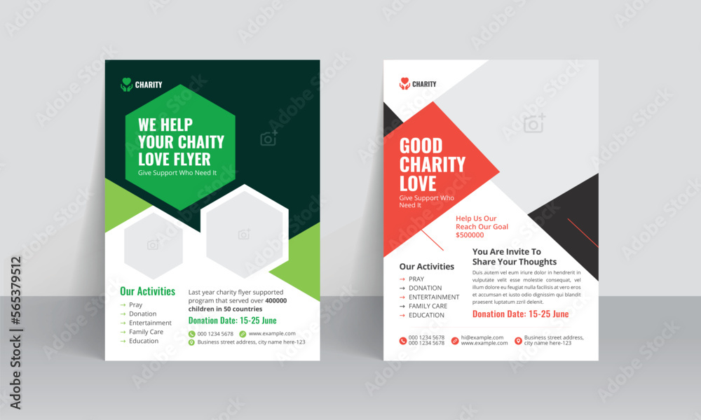 Charity flyer template donation brochure design