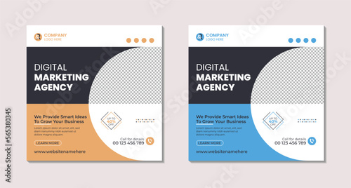 Digital marketing agency social media post and banner template