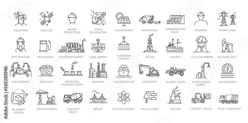 Industrial Activity icons Pack. Thin line Collection Smart Technology icons