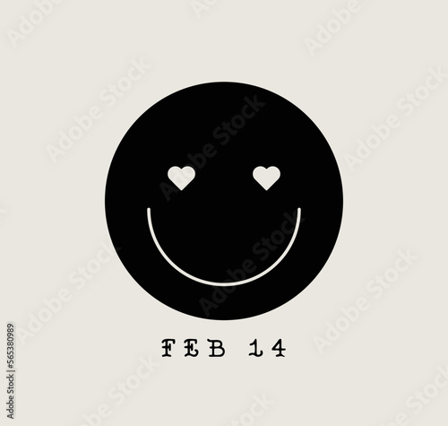 Valentine love heart smille. Emoticon or emoji. Smiley vector illustration. 14 february