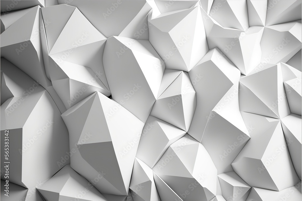 Fototapeta premium White Crystals. Abstract background of polygons. - Generative AI
