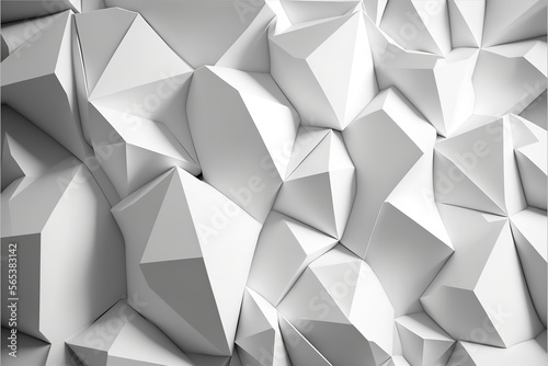 White Crystals. Abstract background of polygons.  - Generative AI