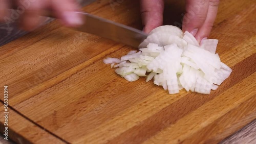 Onion finely diced for salad, sauce, second course