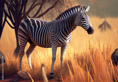 Zebra portrait. Wild animal in nature. Generative Ai Art. © Sci-Fi Agent