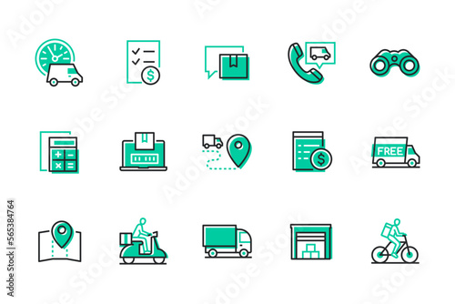 Delivery services - modern line design style icons set