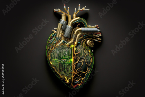 Artificial human heart concept. Futuristic heart. Generative AI.