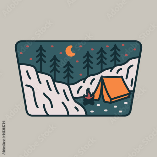 Camping at beauty night graphic illustration vector art t-shirt design