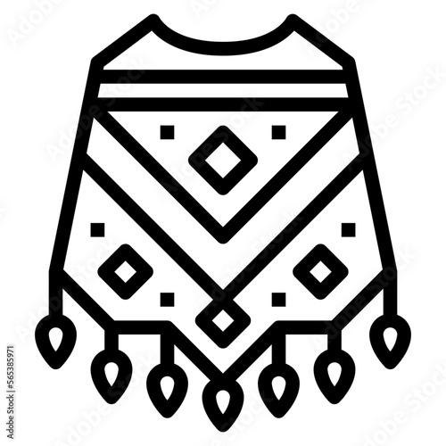 poncho line icon style