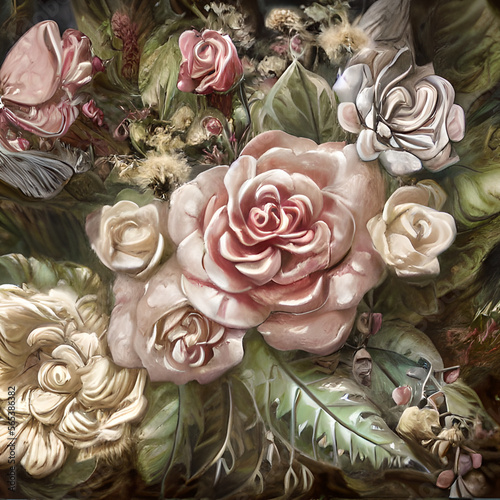 Beautiful beige floral illustration on a soft background