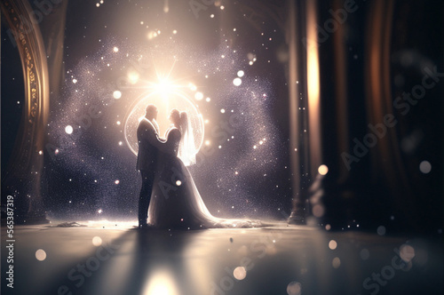 Boda en Iglesia Pareja de Novios - Wedding Marriage Wedding couple Church - Generative AI © Magic