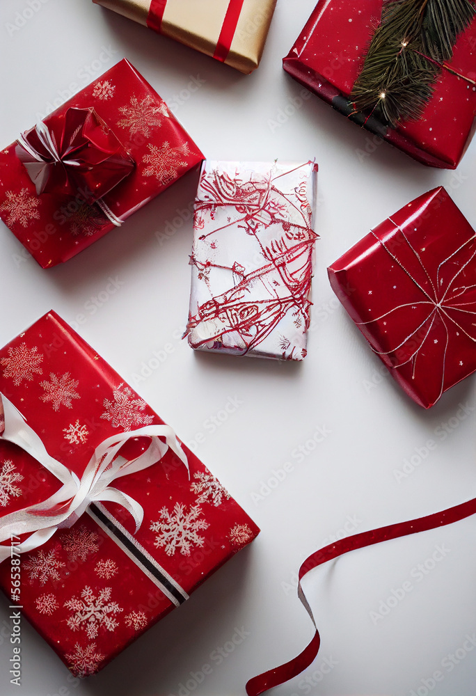 Christmas Gift Wrapping illustration Generative AI Content by Midjourney