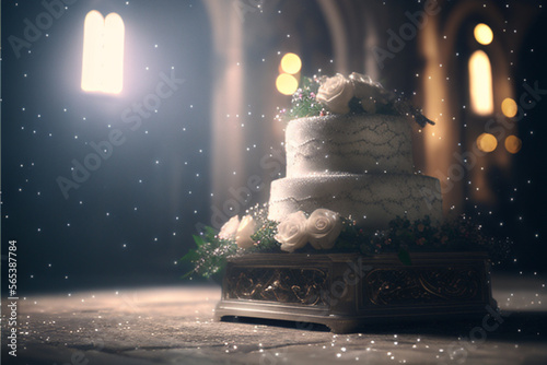 Torta de Matrimonio Iglesia Boda - Wedding Cake Church Marriage - Generative AI © Magic