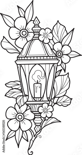 Lantern Traditional Flower Tattoo Vector Stencil T-shirt Print