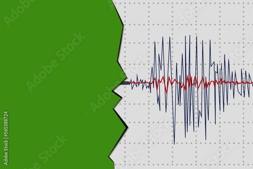 Earthquake in Zambia, natural disasters news banner idea, seismic wave with flag