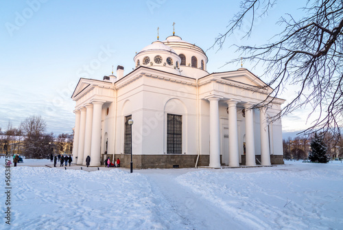 Winter in Pushkin. View of Sophia (Ascension) Cathedral in Pushkin in winter, St. Petersburg, Russia