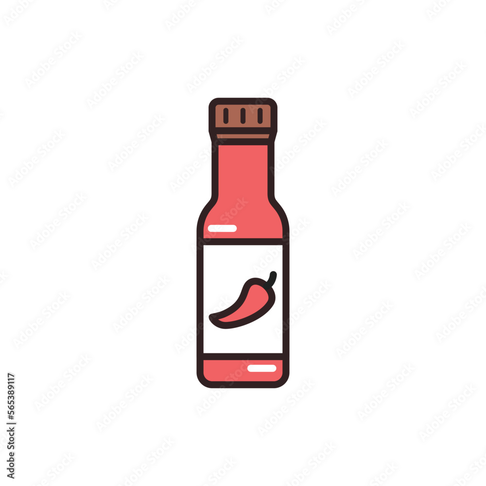 Spicy bottle of sauce icon. High quality coloured vector illustration. Spicy bottle of sauce icon. High quality coloured vector illustration.