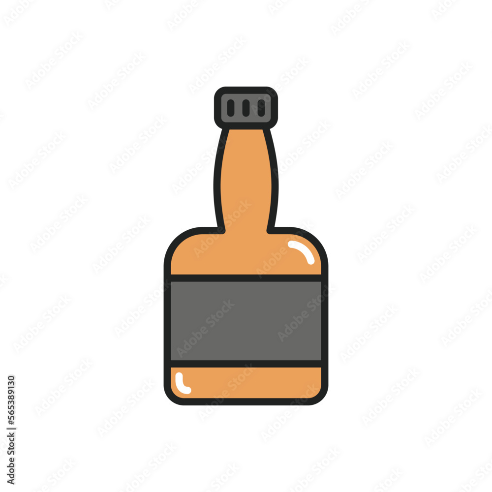 A bottle of whiskey icon. High quality coloured vector illustration. A bottle of whiskey icon. High quality coloured vector illustration.
