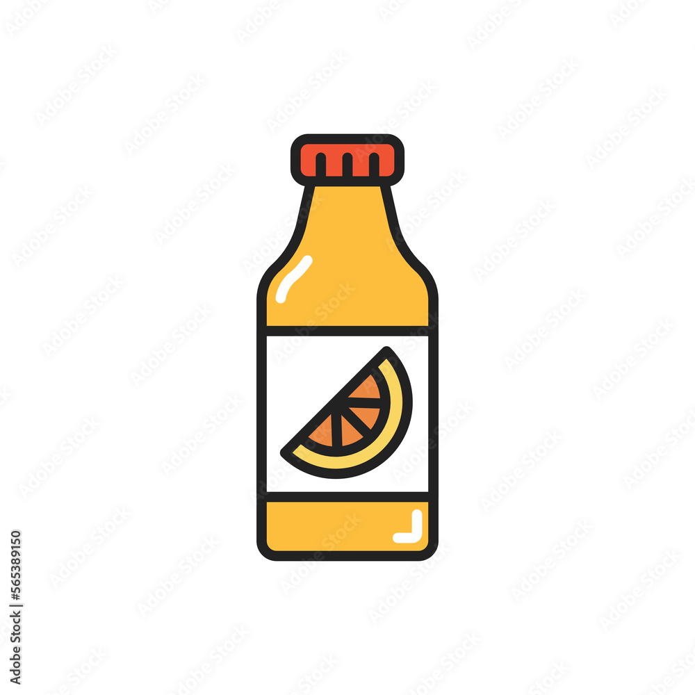 Bottle of orange juice icon. High quality coloured vector illustration. Bottle of orange juice icon. High quality coloured vector illustration.